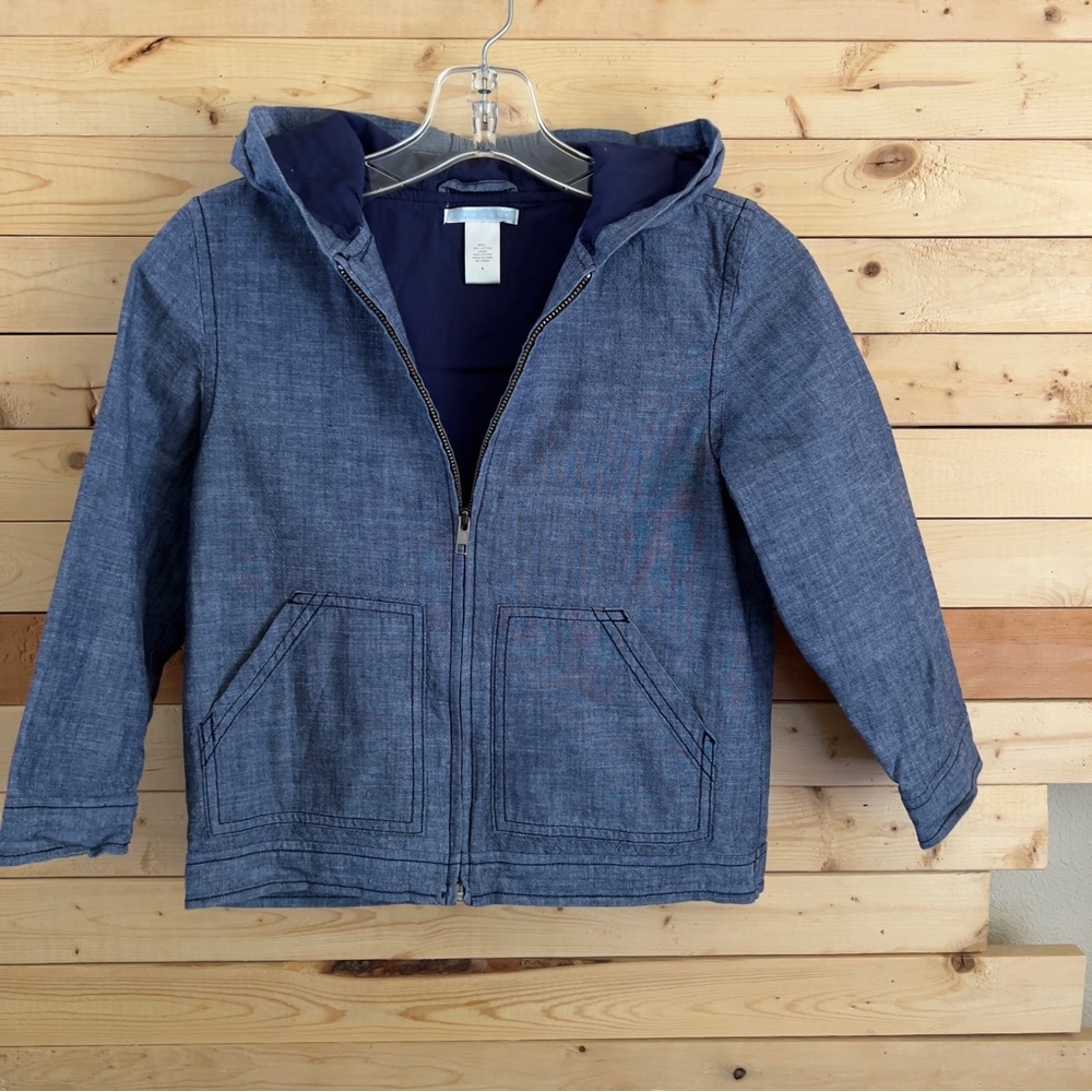 Janie & Jack Children Chambray Zip Up Cotton Hooded Boys Toddler Jacket Size 6 - Picture 10 of 11